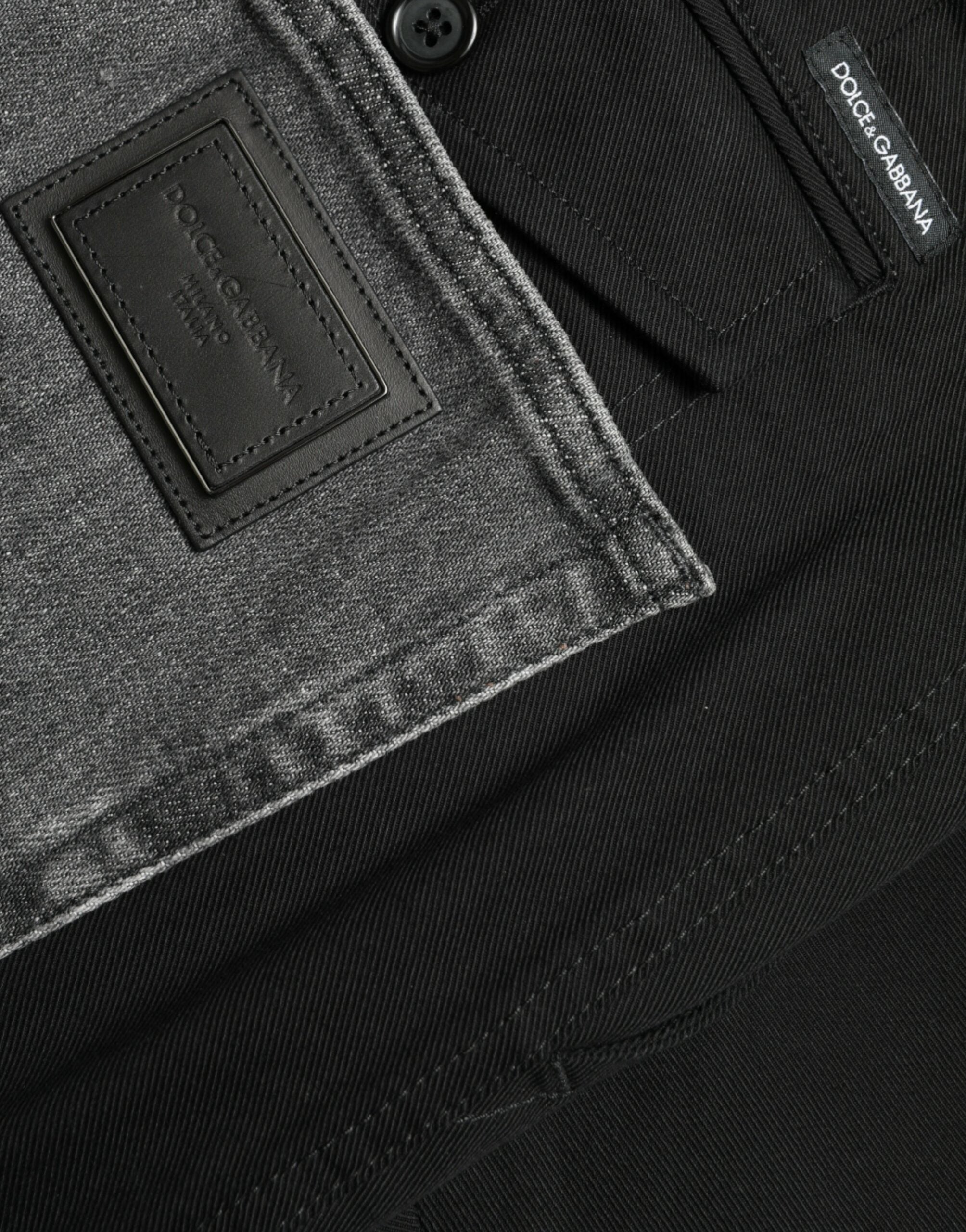 Dolce & Gabbana Black Gray slim Cotton Denim Jeans -   -  Dolce & Gabbana.