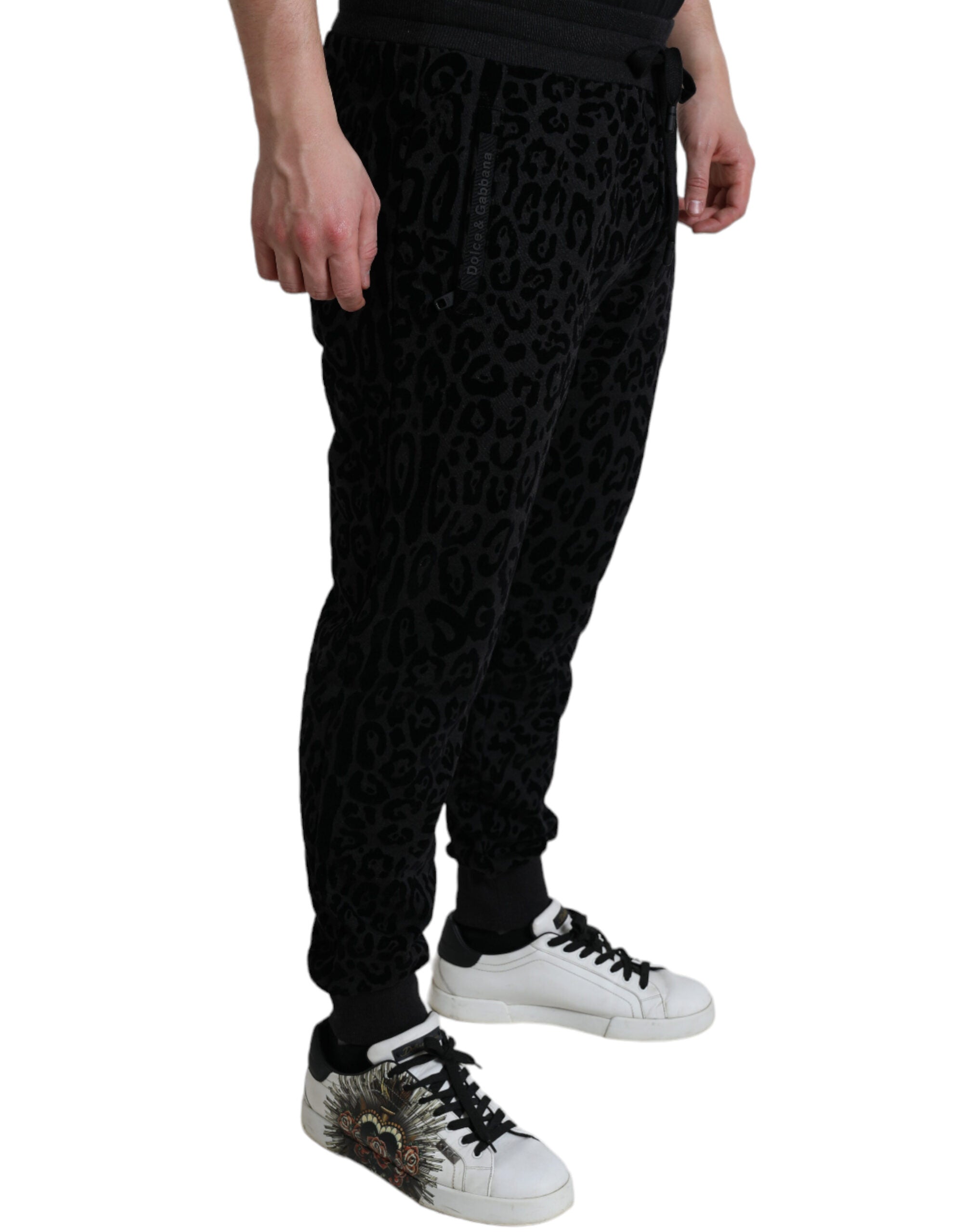 Dolce & Gabbana Black Leopard Cotton Slim Fit Jogger Pants -   -  Dolce & Gabbana.