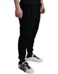 Dolce & Gabbana Black Leopard Cotton Slim Fit Jogger Pants -   -  Dolce & Gabbana.