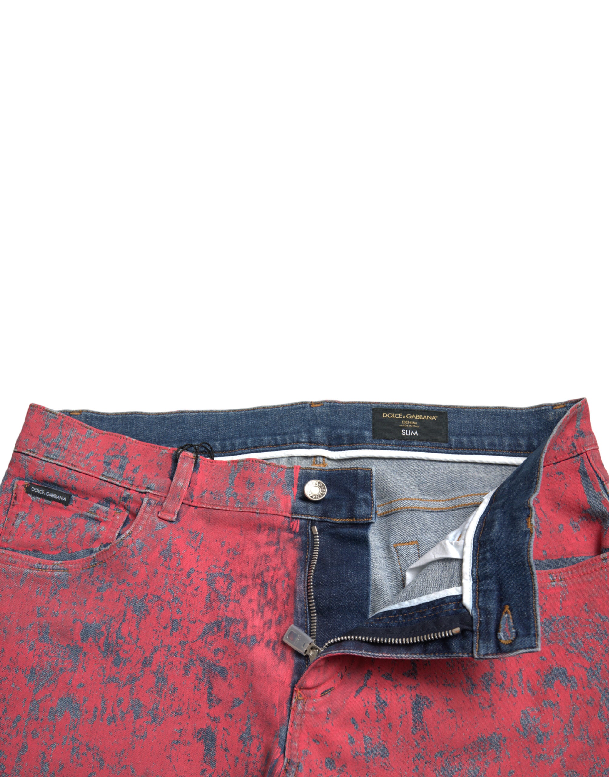 Dolce & Gabbana Red Cotton Dye Slim Fit Men Denim Jeans -   -  Dolce & Gabbana.