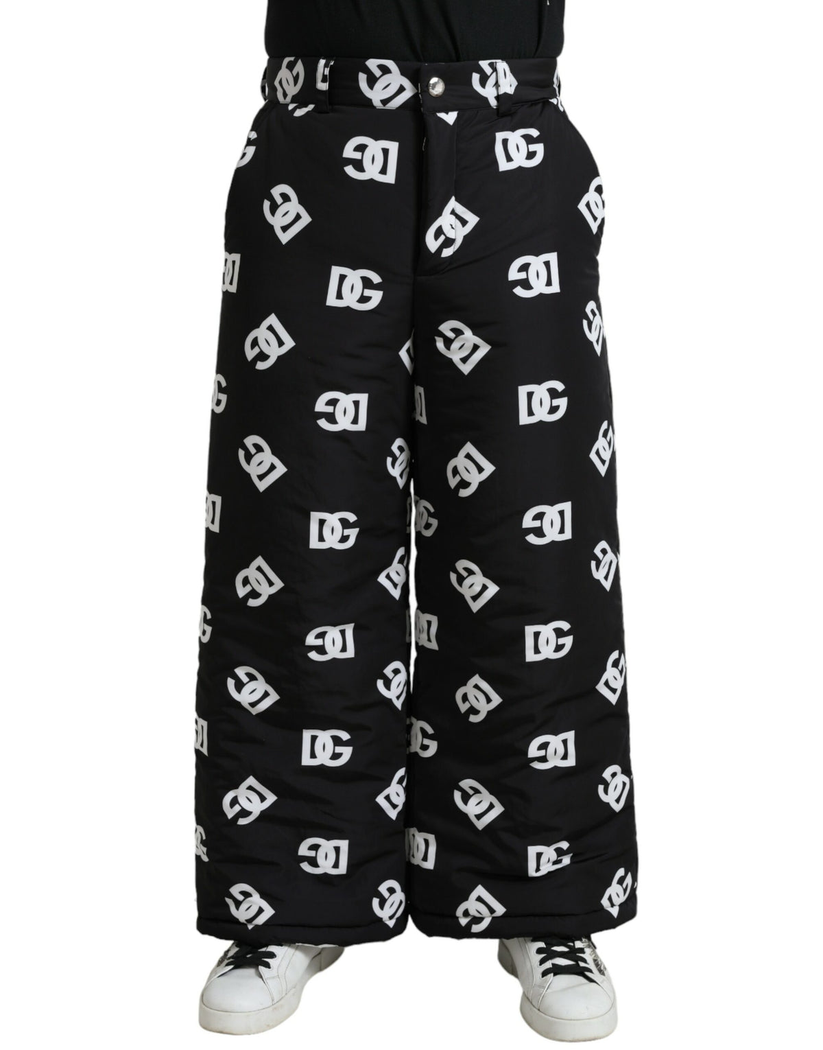 Dolce & Gabbana Black Logo DG Print Wide Leg Pants -   -  Dolce & Gabbana.