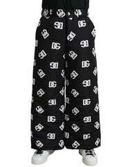 Dolce & Gabbana Black Logo DG Print Wide Leg Pants -   -  Dolce & Gabbana.