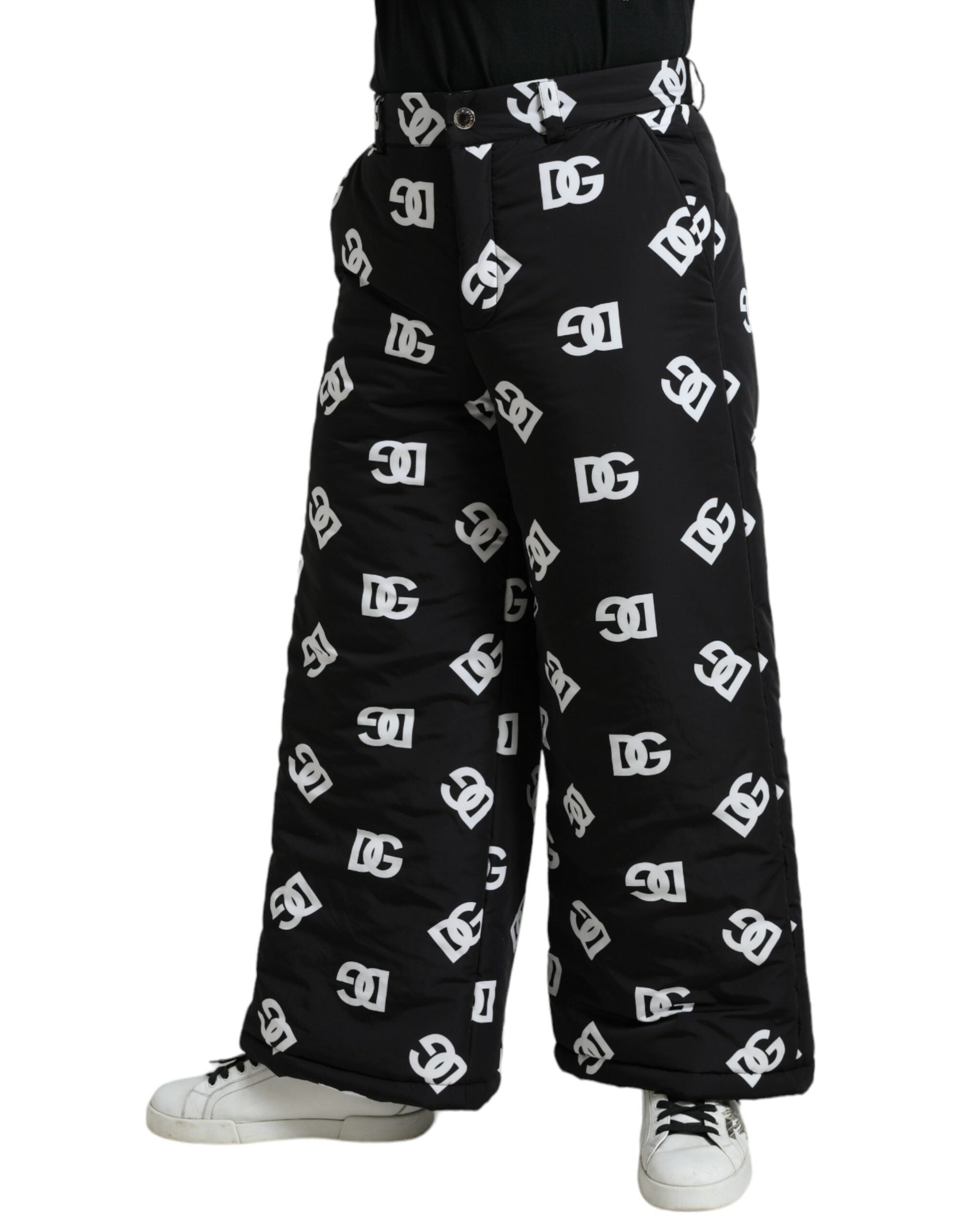 Dolce & Gabbana Black Logo DG Print Wide Leg Pants -   -  Dolce & Gabbana.