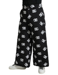 Dolce & Gabbana Black Logo DG Print Wide Leg Pants -   -  Dolce & Gabbana.