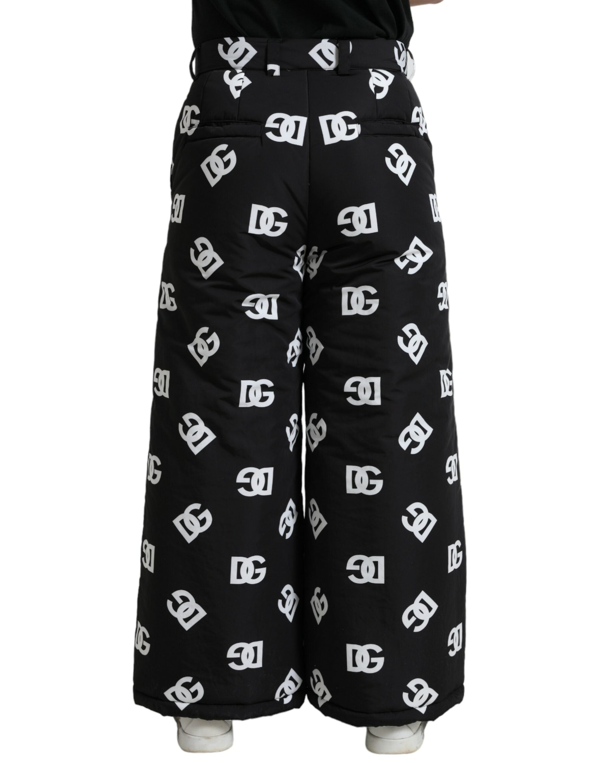 Dolce & Gabbana Black Logo DG Print Wide Leg Pants -   -  Dolce & Gabbana.