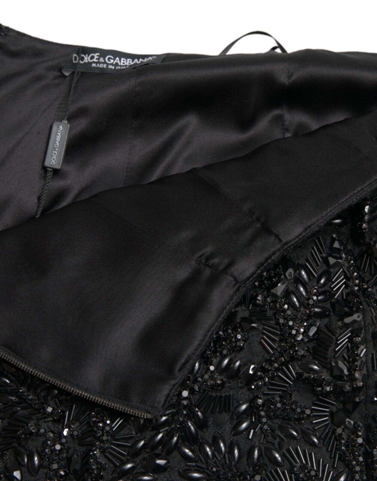 Dolce & Gabbana Black Crystal Handmade Knee Pencil Skirt -   -  Dolce & Gabbana.