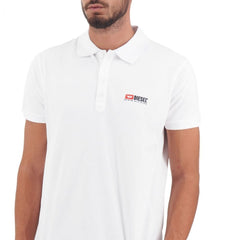 Diesel Elegant White Cotton Polo Shirt with Contrasting Logo -   -  Diesel.