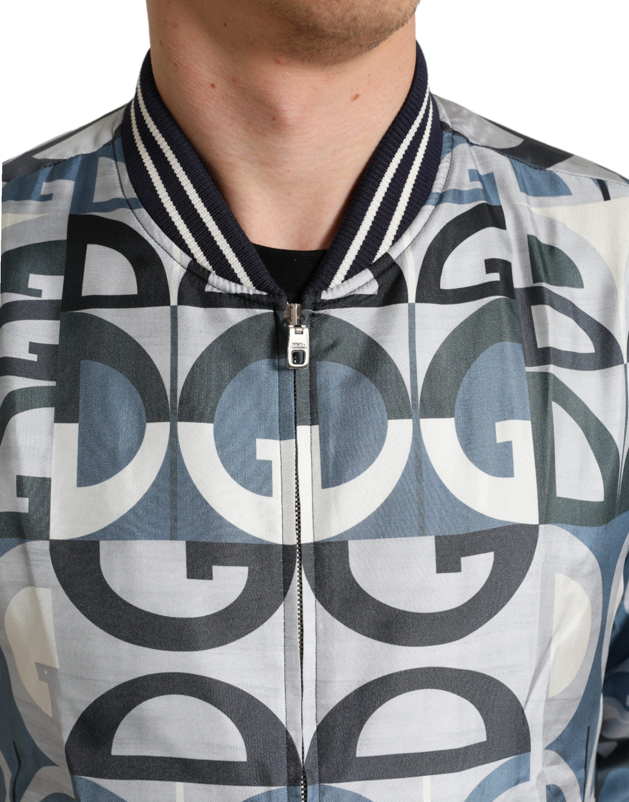 Dolce & Gabbana Multicolor Logo Print Bomber Blouson Jacket -   -  Dolce & Gabbana.