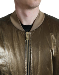 Dolce & Gabbana Bronze Nylon Full Zip Men Bomber Jacket -   -  Dolce & Gabbana.