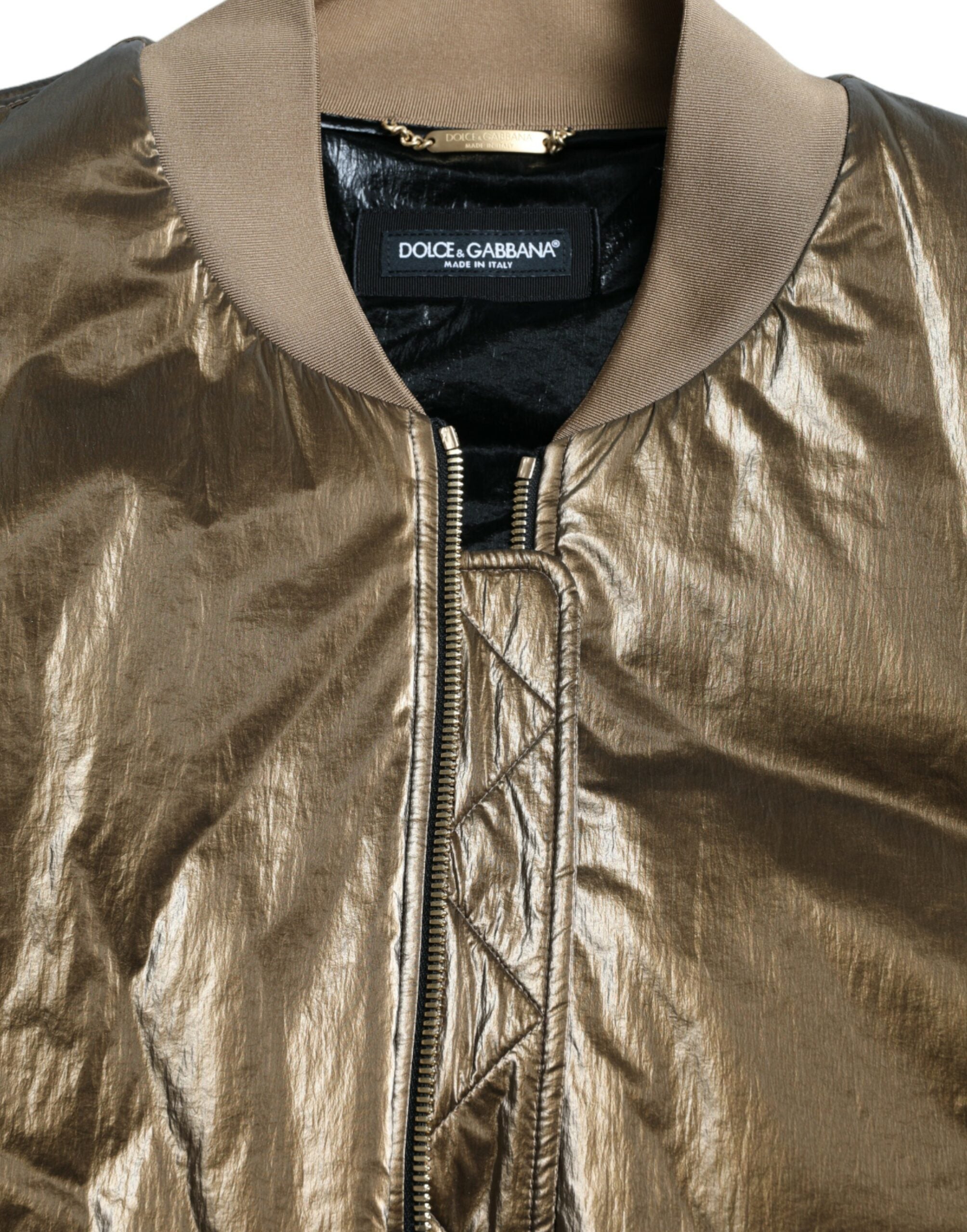 Dolce & Gabbana Bronze Nylon Full Zip Men Bomber Jacket -   -  Dolce & Gabbana.