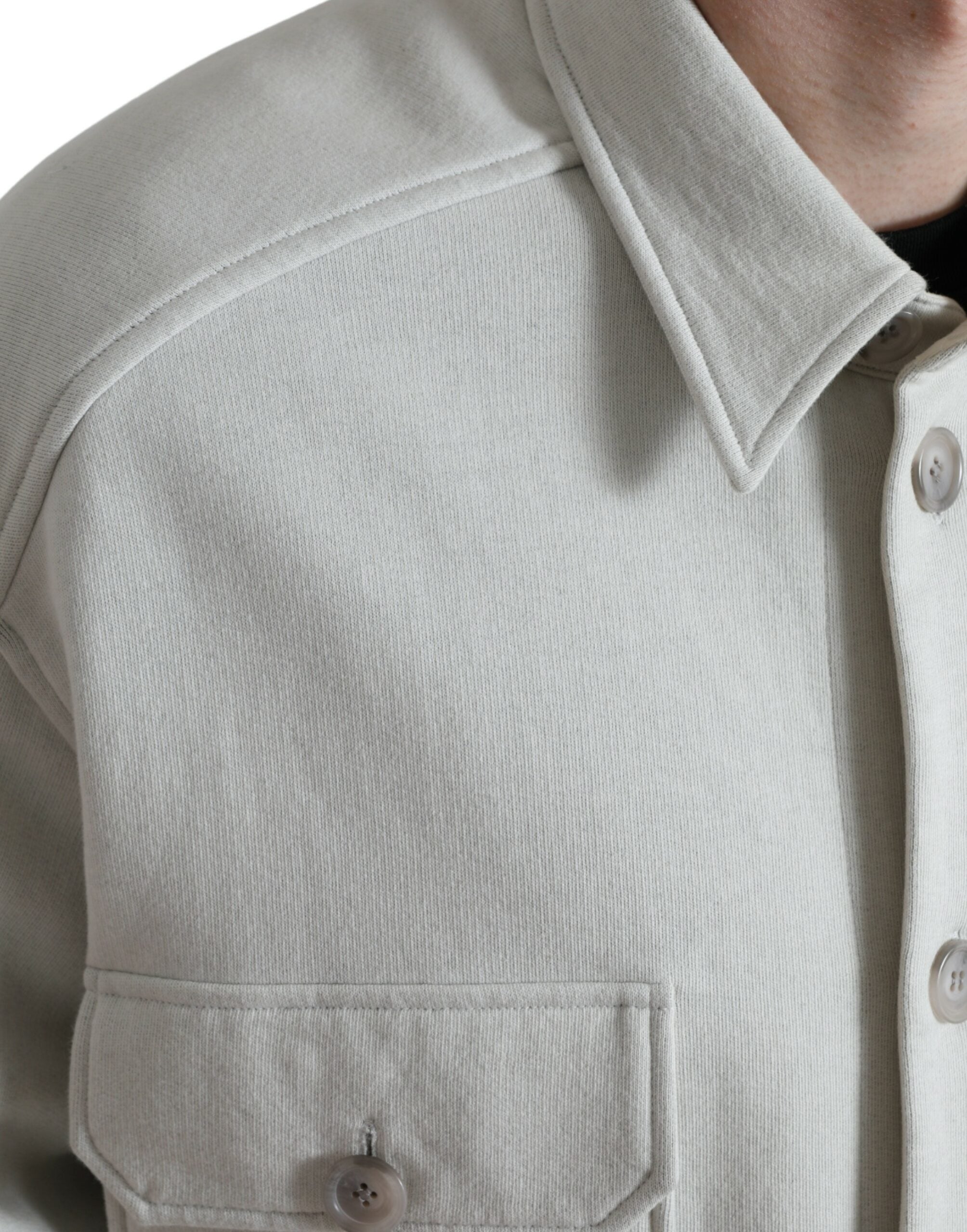 Dolce & Gabbana Grey Cotton Button Down Collared Coat Jacket -   -  Dolce & Gabbana.
