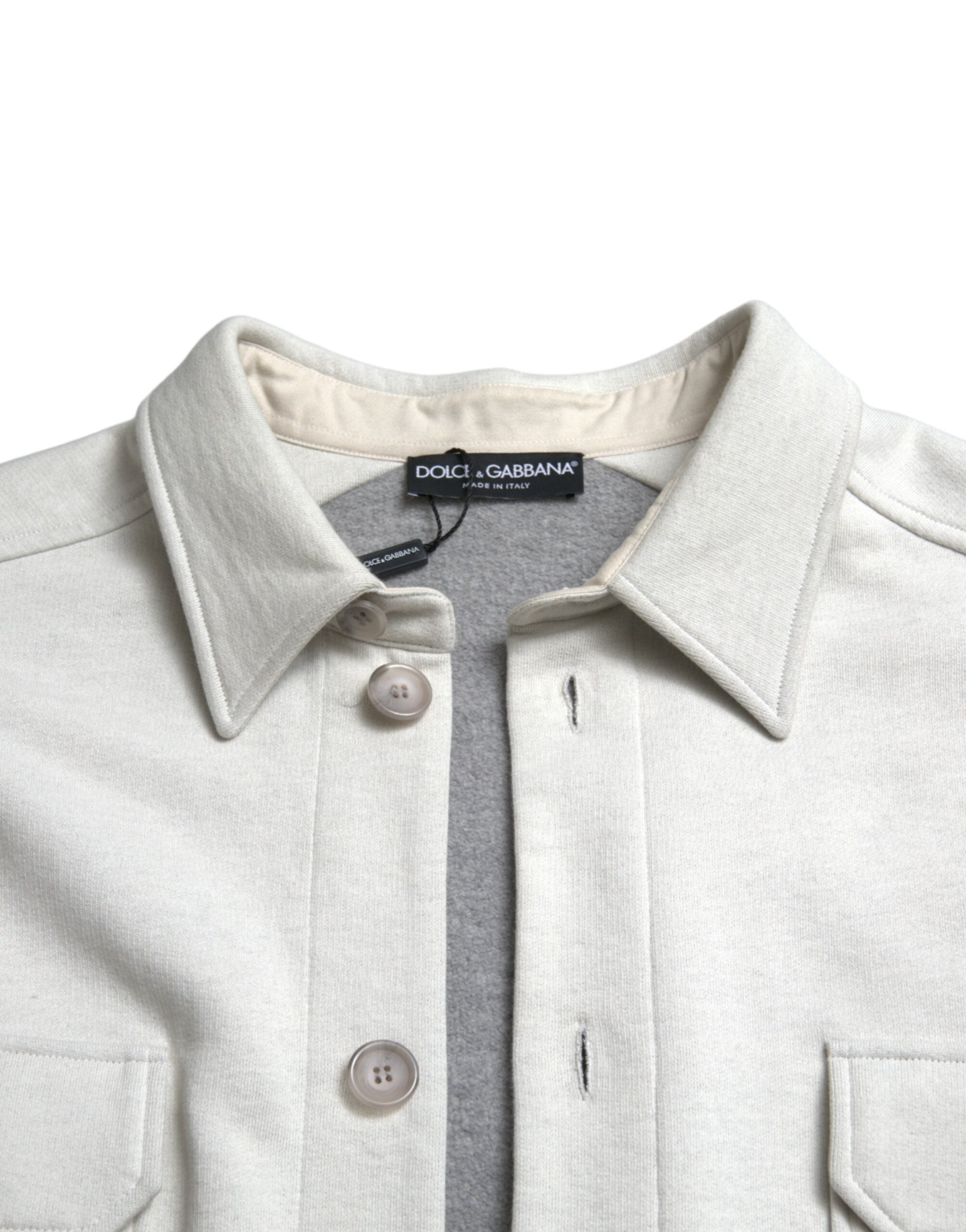 Dolce & Gabbana Grey Cotton Button Down Collared Coat Jacket -   -  Dolce & Gabbana.