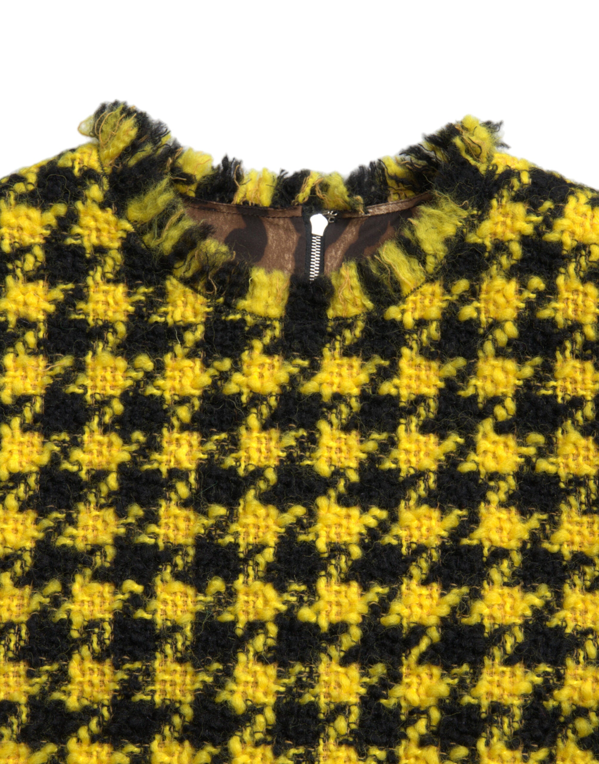 Dolce & Gabbana Yellow Houndstooth Sleeveless Aline Mini Dress -   -  Dolce & Gabbana.