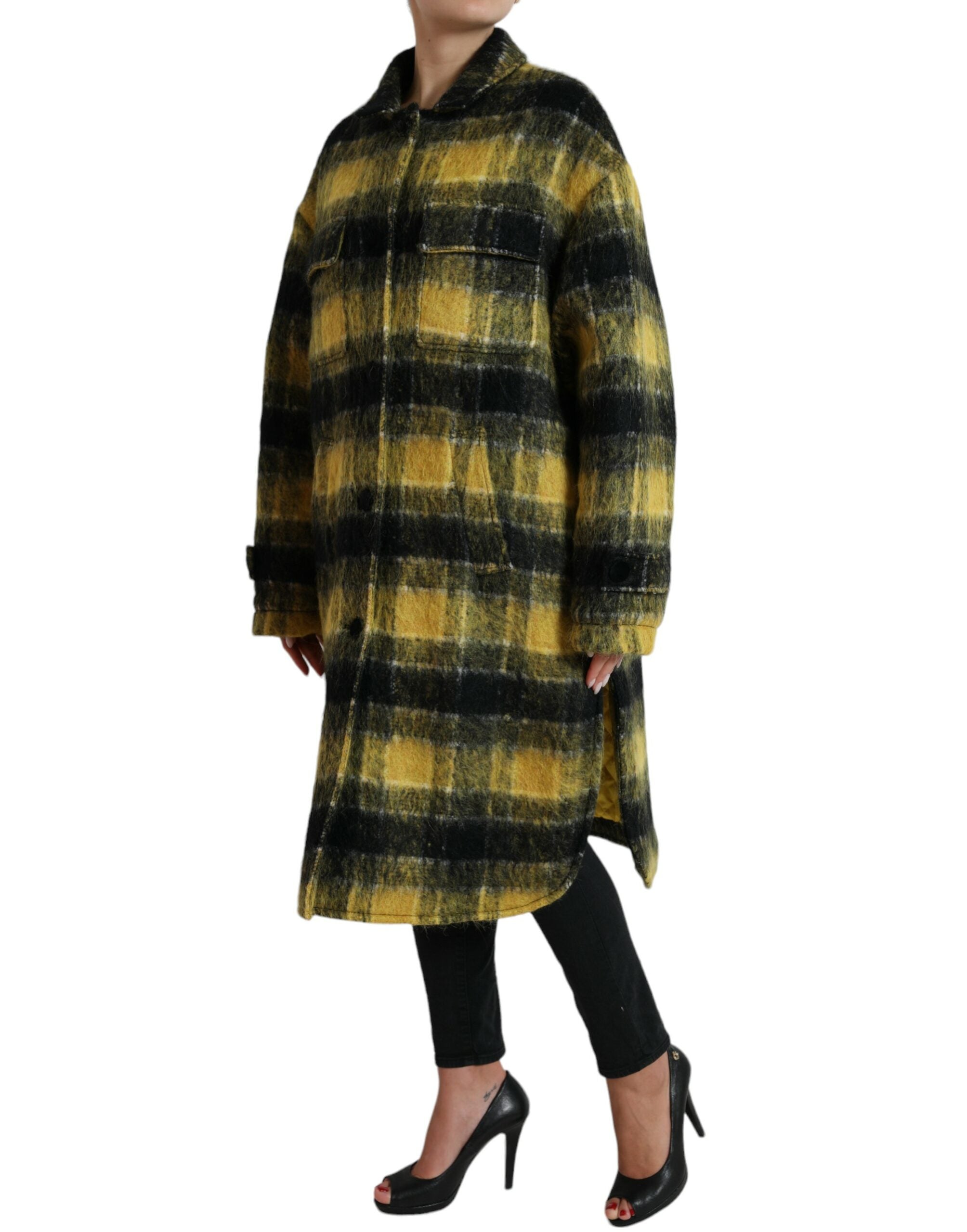 Dolce & Gabbana Yellow Plaid Long Sleeve Casual Coat Jacket -   -  Dolce & Gabbana.