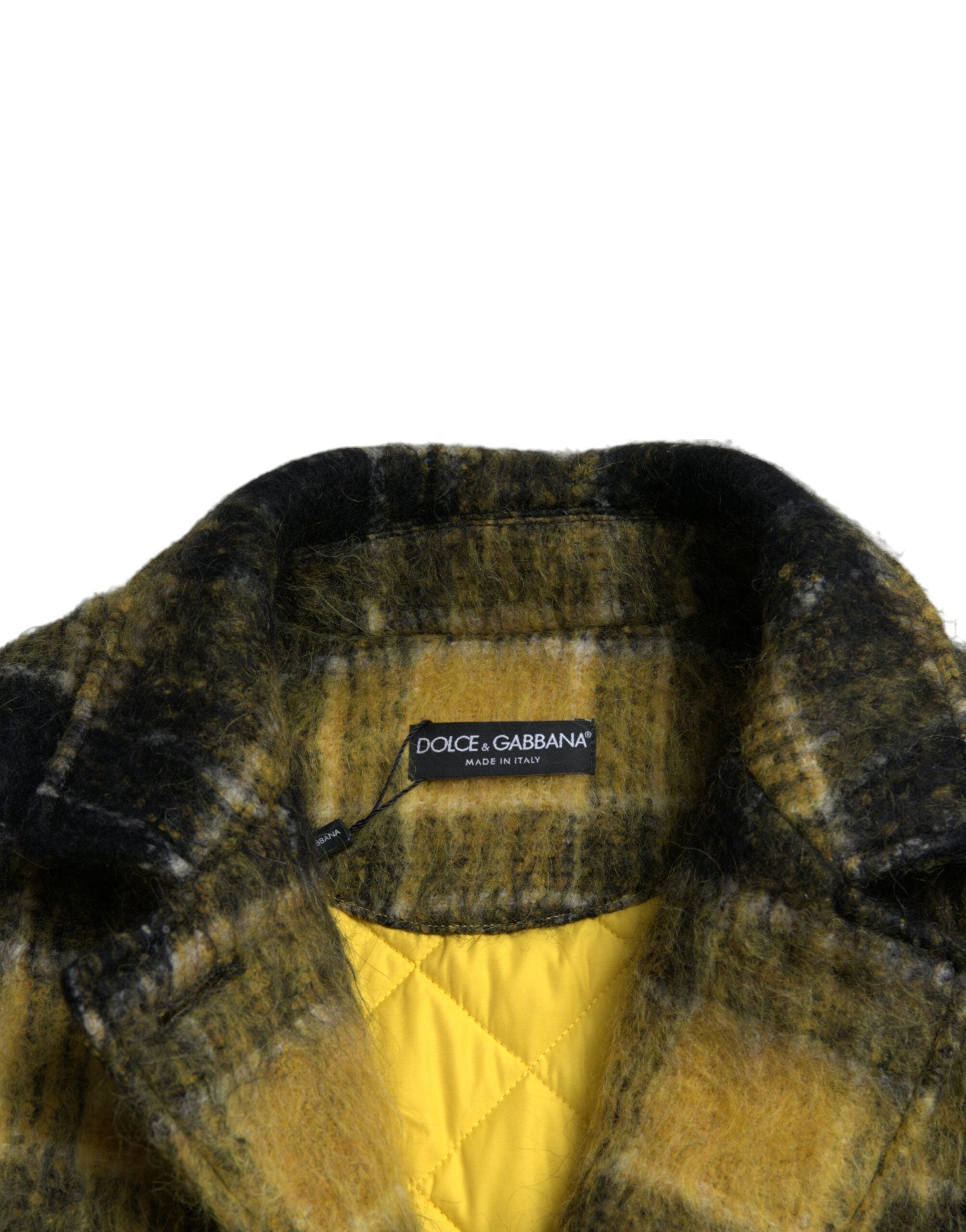 Dolce & Gabbana Yellow Plaid Long Sleeve Casual Coat Jacket -   -  Dolce & Gabbana.