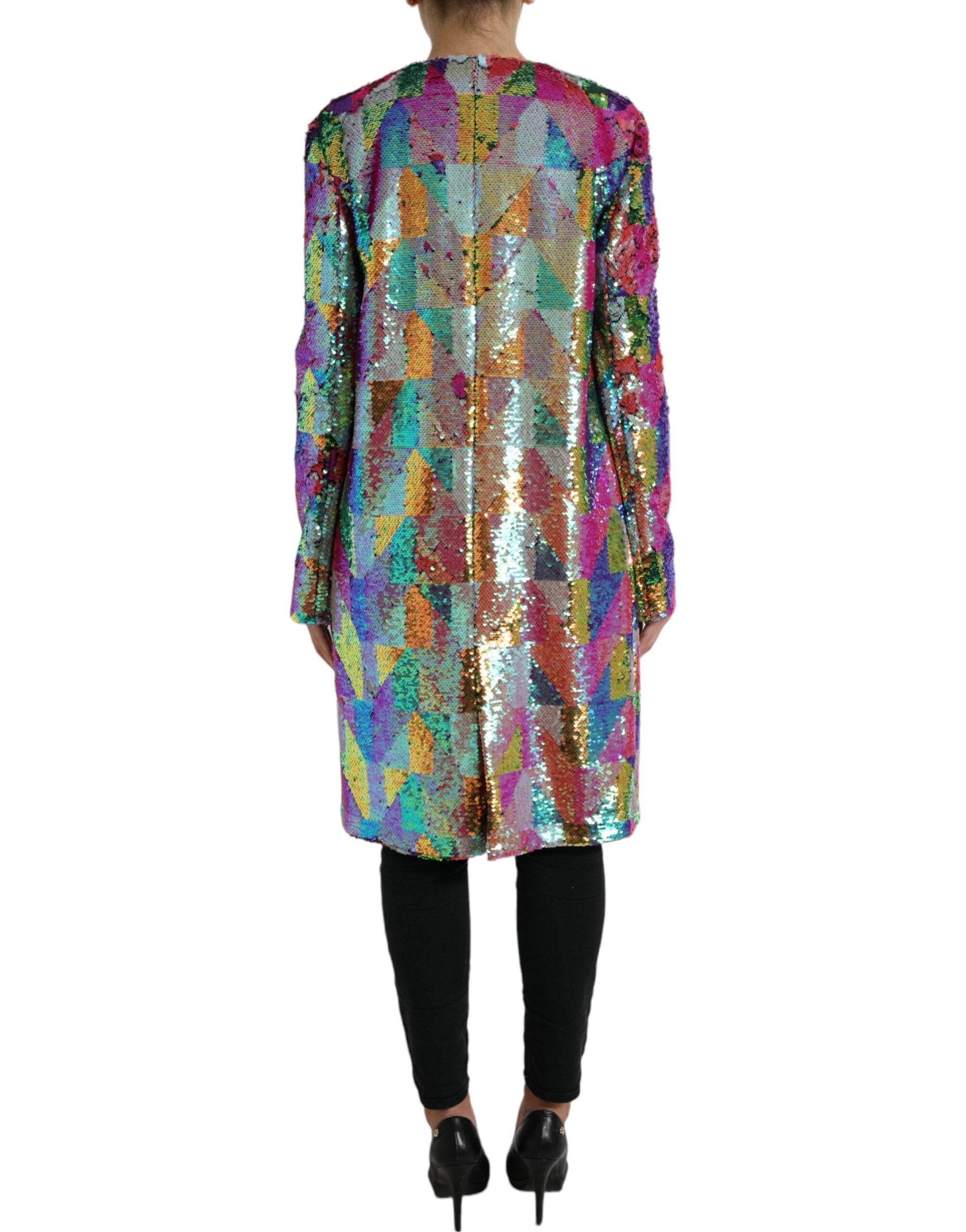 Dolce & Gabbana Multicolor Polyester Sequined Coat Jacket -   -  Dolce & Gabbana.