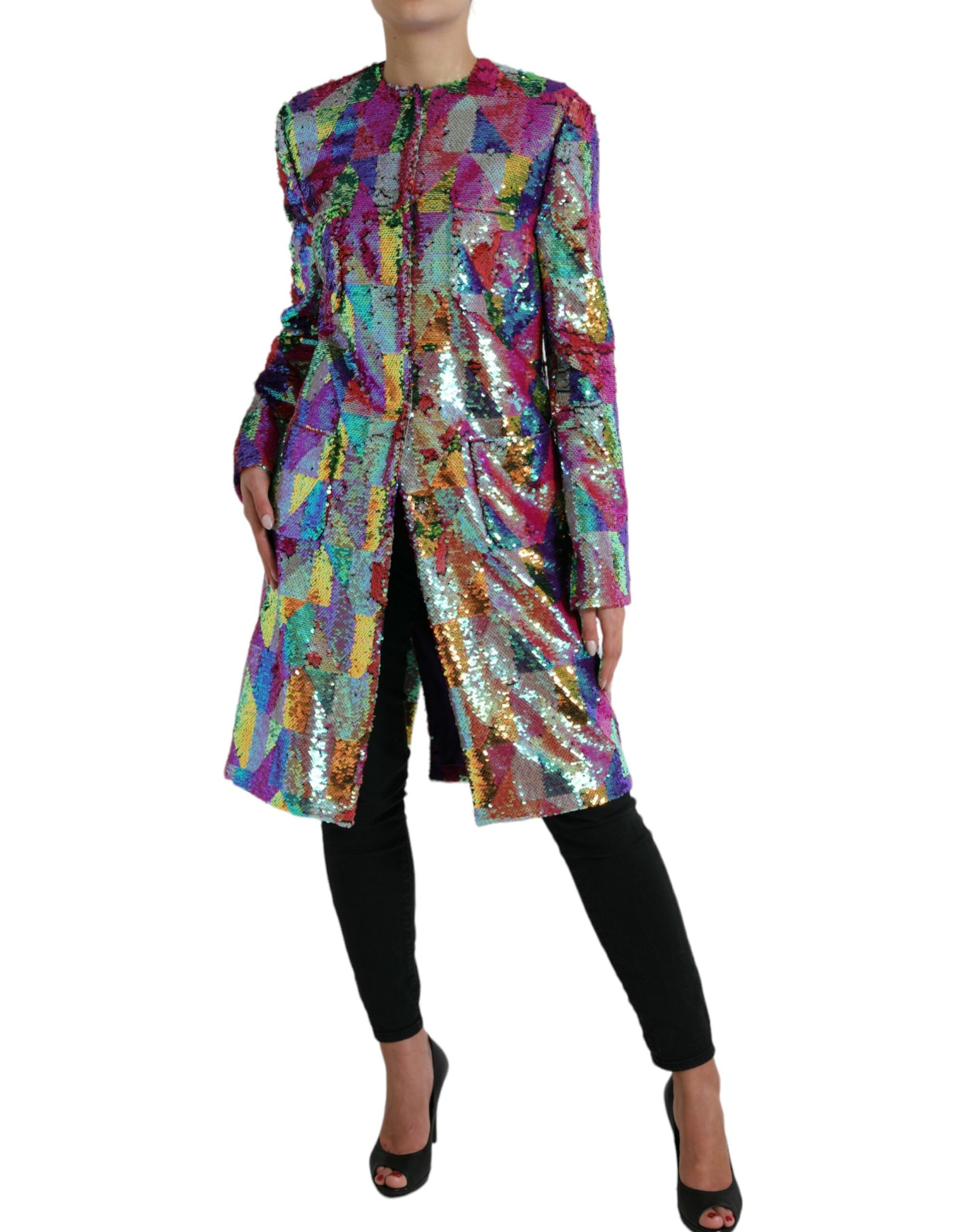 Dolce & Gabbana Multicolor Polyester Sequined Coat Jacket -   -  Dolce & Gabbana.