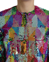 Dolce & Gabbana Multicolor Polyester Sequined Coat Jacket -   -  Dolce & Gabbana.
