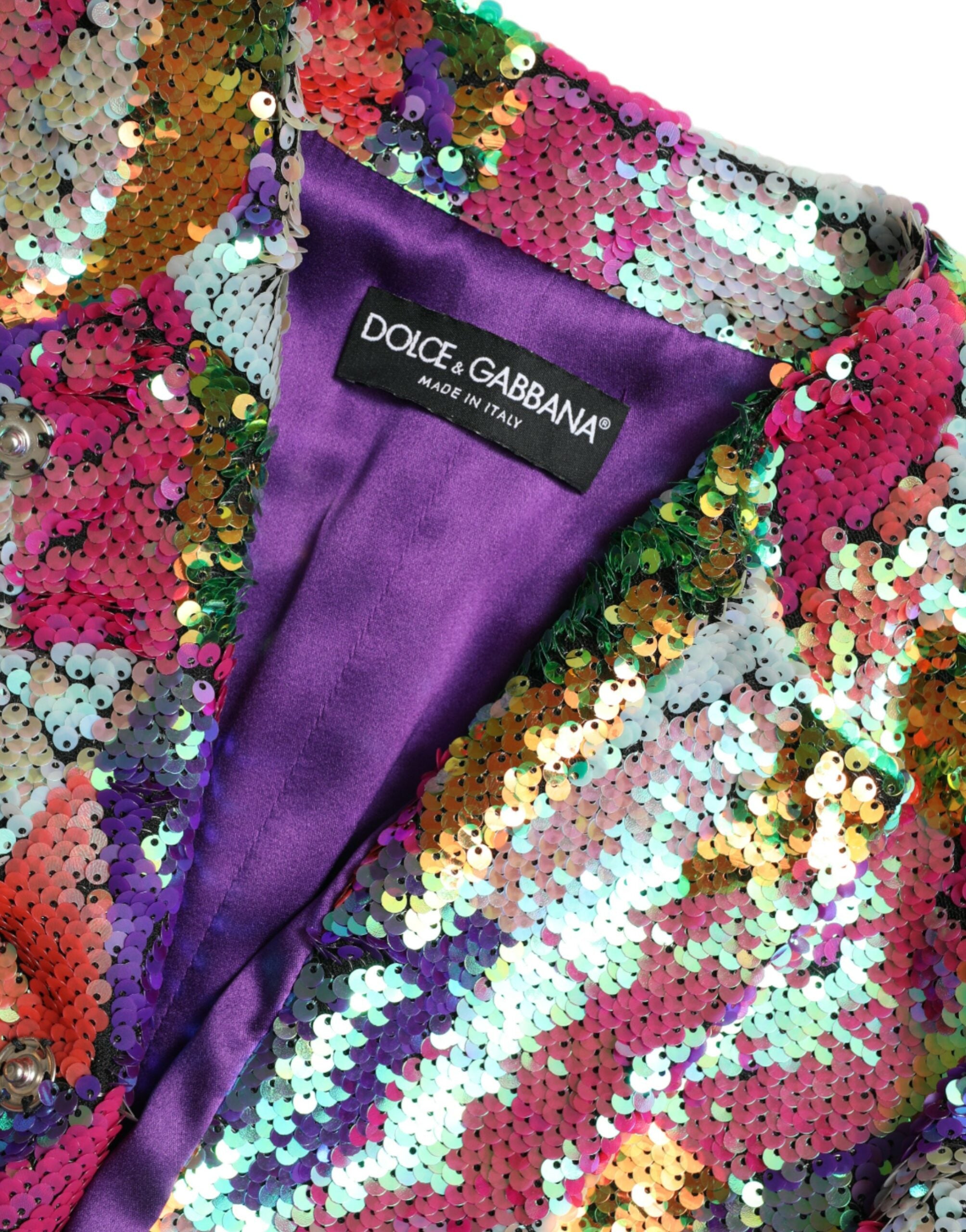 Dolce & Gabbana Multicolor Polyester Sequined Coat Jacket -   -  Dolce & Gabbana.