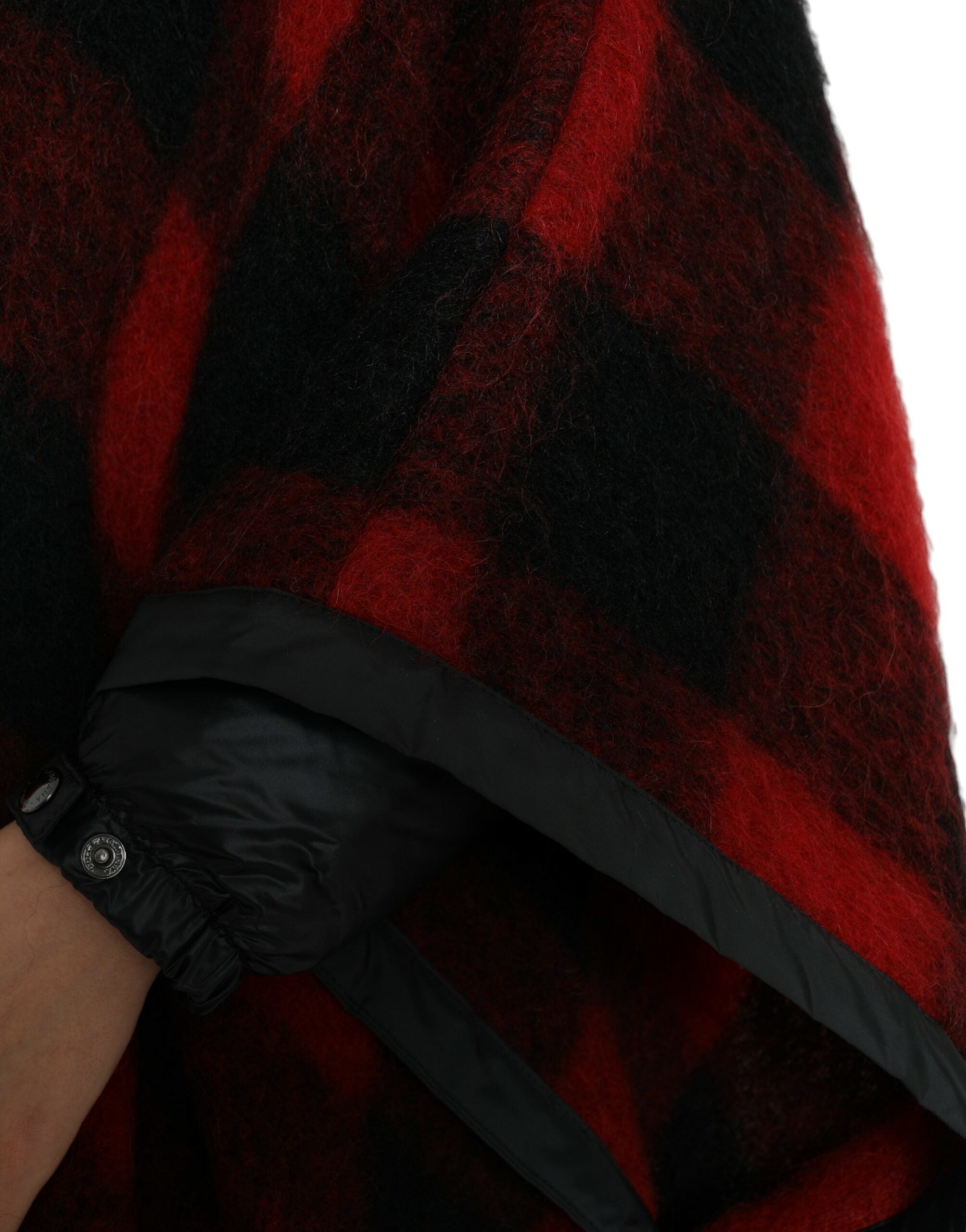Dolce & Gabbana Black Red Buffalo Check Hooded Poncho Jacket -   -  Dolce & Gabbana.
