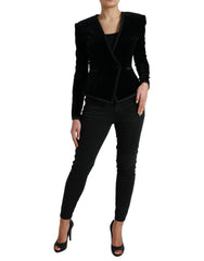 Dolce & Gabbana Black Velvet Cotton Double Breasted Jacket -   -  Dolce & Gabbana.