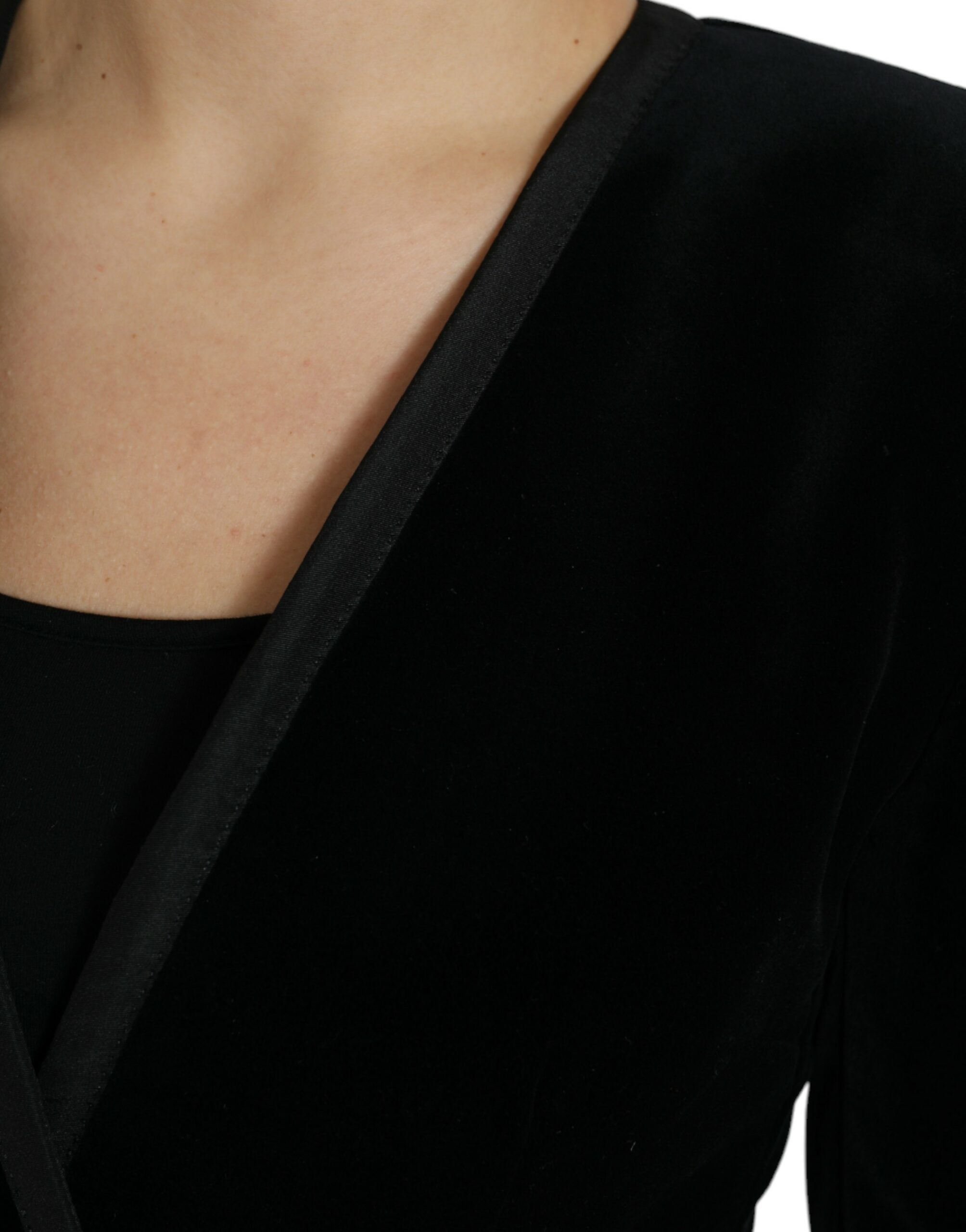 Dolce & Gabbana Black Velvet Cotton Double Breasted Jacket -   -  Dolce & Gabbana.