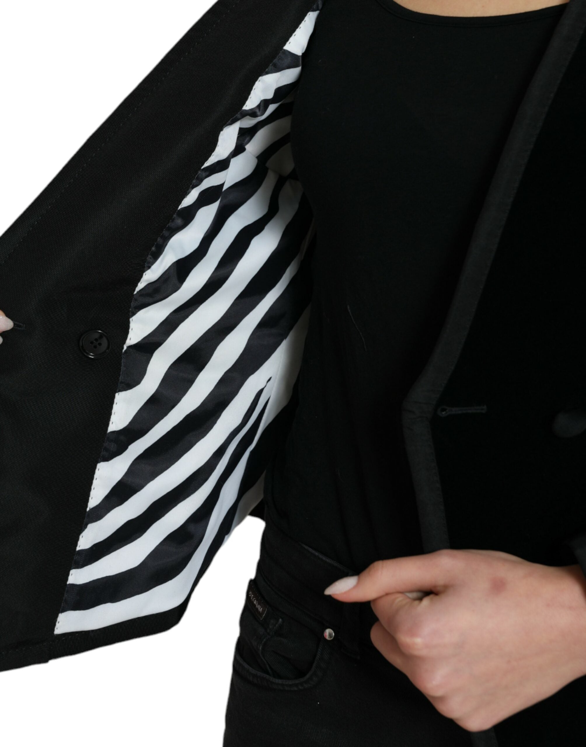 Dolce & Gabbana Black Velvet Cotton Double Breasted Jacket -   -  Dolce & Gabbana.