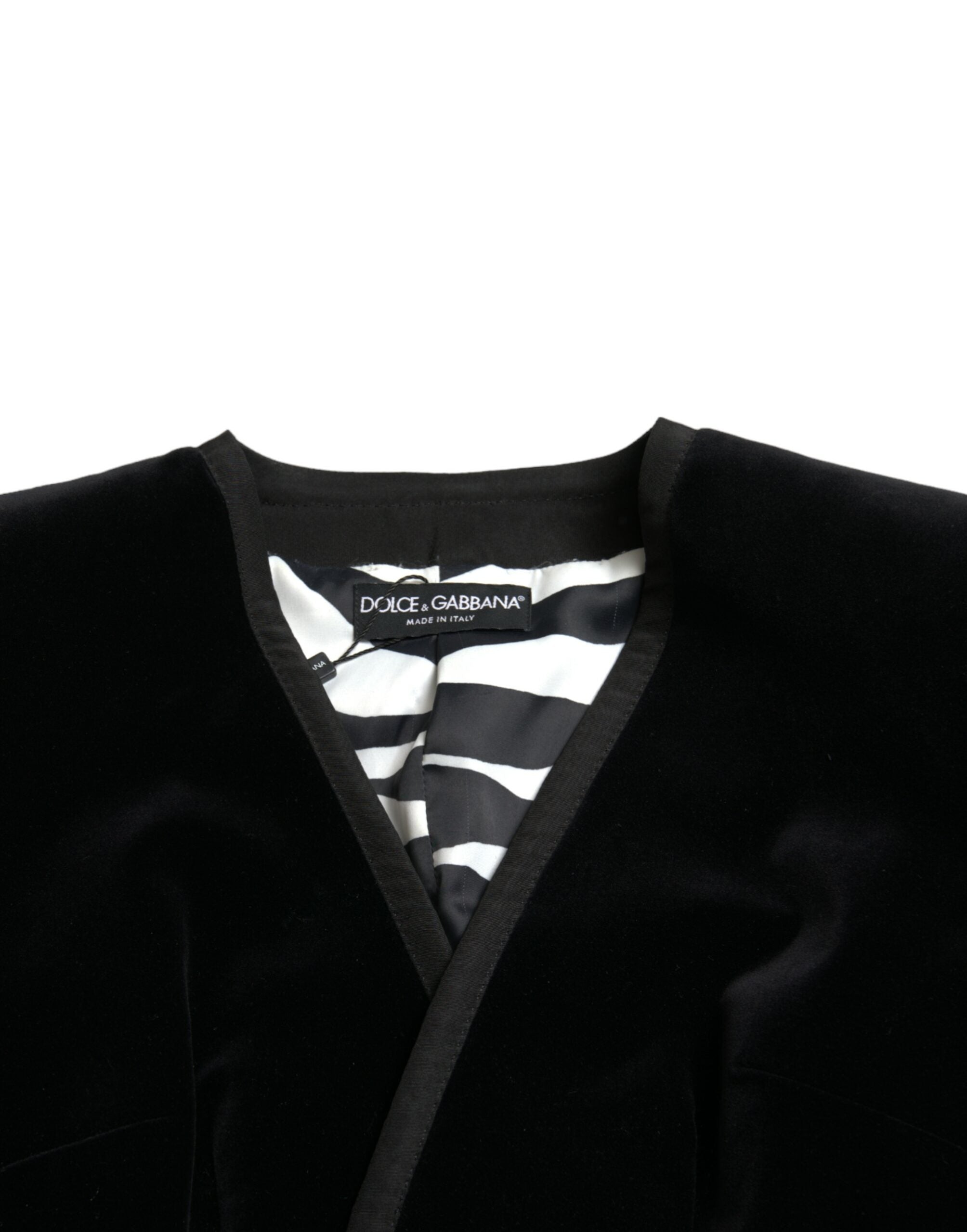 Dolce & Gabbana Black Velvet Cotton Double Breasted Jacket -   -  Dolce & Gabbana.