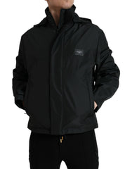 Dolce & Gabbana Black Polyester Logo Plaque Hooded Jacket -   -  Dolce & Gabbana.