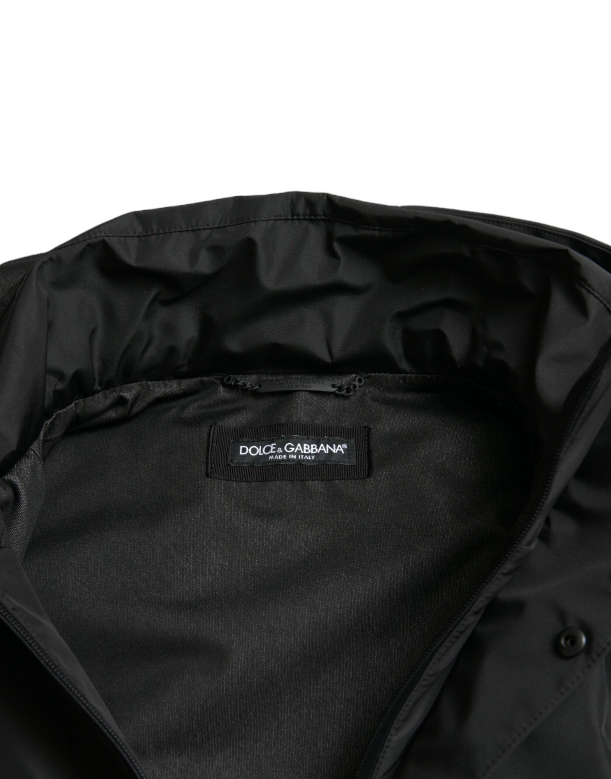 Dolce & Gabbana Black Polyester Logo Plaque Hooded Jacket -   -  Dolce & Gabbana.