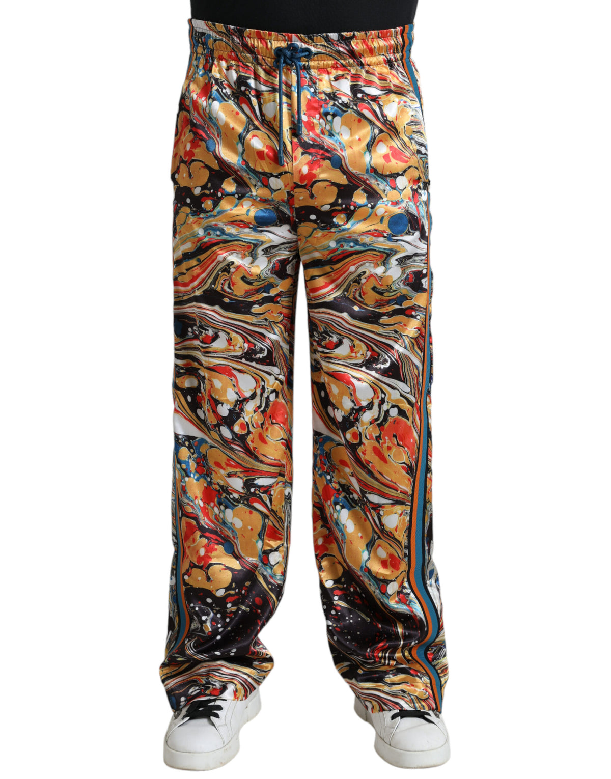 Dolce & Gabbana Multicolor Marble Print Satin Pants -   -  Dolce & Gabbana.
