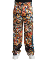 Dolce & Gabbana Multicolor Marble Print Satin Pants -   -  Dolce & Gabbana.