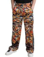 Dolce & Gabbana Multicolor Marble Print Satin Pants -   -  Dolce & Gabbana.