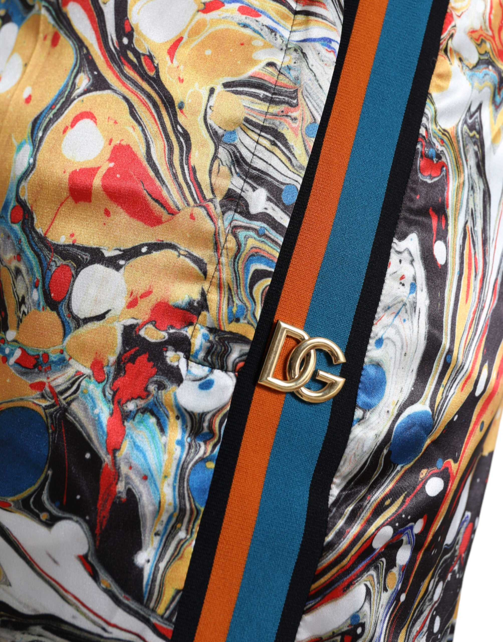 Dolce & Gabbana Multicolor Marble Print Satin Pants -   -  Dolce & Gabbana.