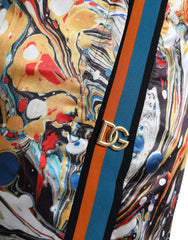 Dolce & Gabbana Multicolor Marble Print Satin Pants -   -  Dolce & Gabbana.