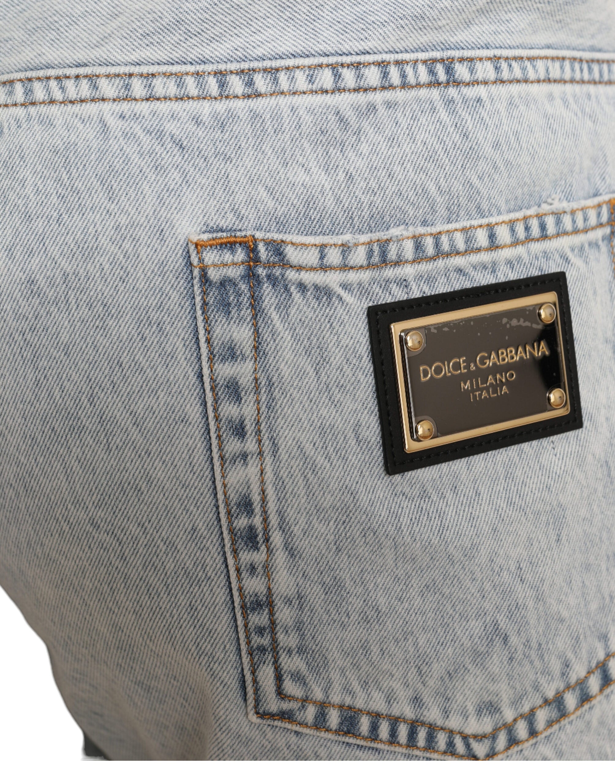 Dolce & Gabbana Multicolor Floral Print Denim Bermuda Shorts -   -  Dolce & Gabbana.