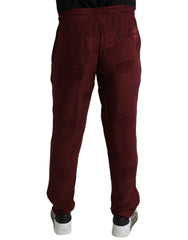 Dolce & Gabbana Maroon Crown Pattern Silk Pajama Pants -   -  Dolce & Gabbana.