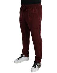 Dolce & Gabbana Maroon Crown Pattern Silk Pajama Pants -   -  Dolce & Gabbana.