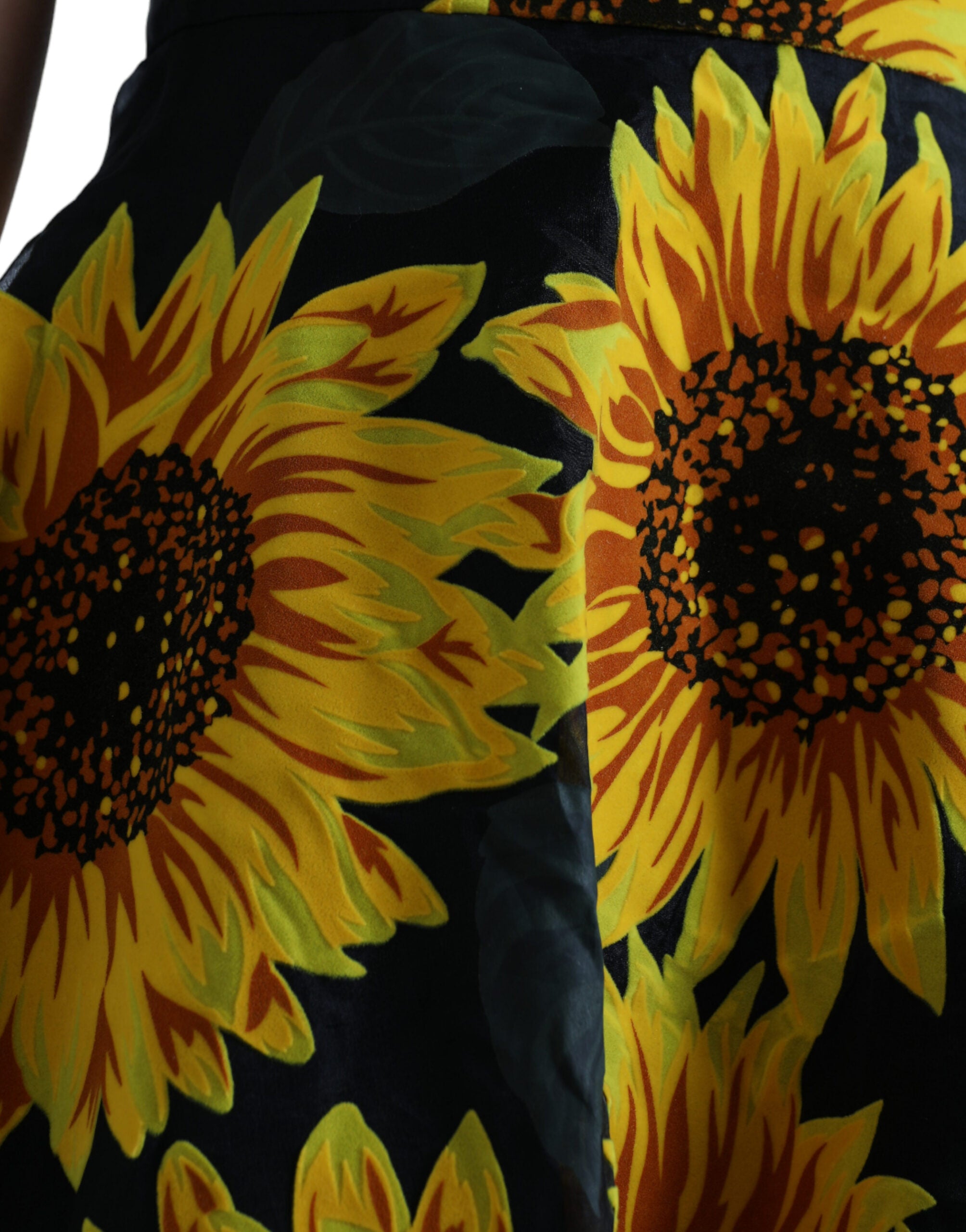 Dolce & Gabbana Black Sunflower Print Nylon A-line Midi Dress -   -  Dolce & Gabbana.