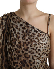 Dolce & Gabbana Brown Leopard Print Silk Ruffled Midi Dress -   -  Dolce & Gabbana.