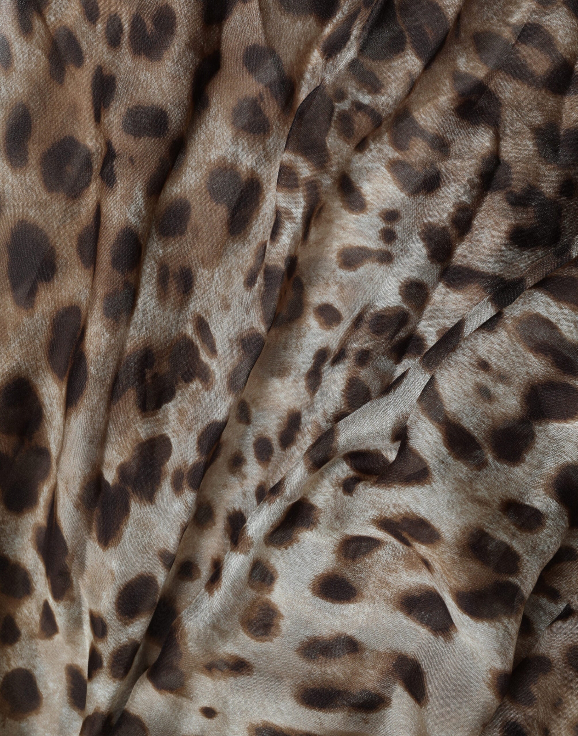Dolce & Gabbana Brown Leopard Print Silk Ruffled Midi Dress -   -  Dolce & Gabbana.