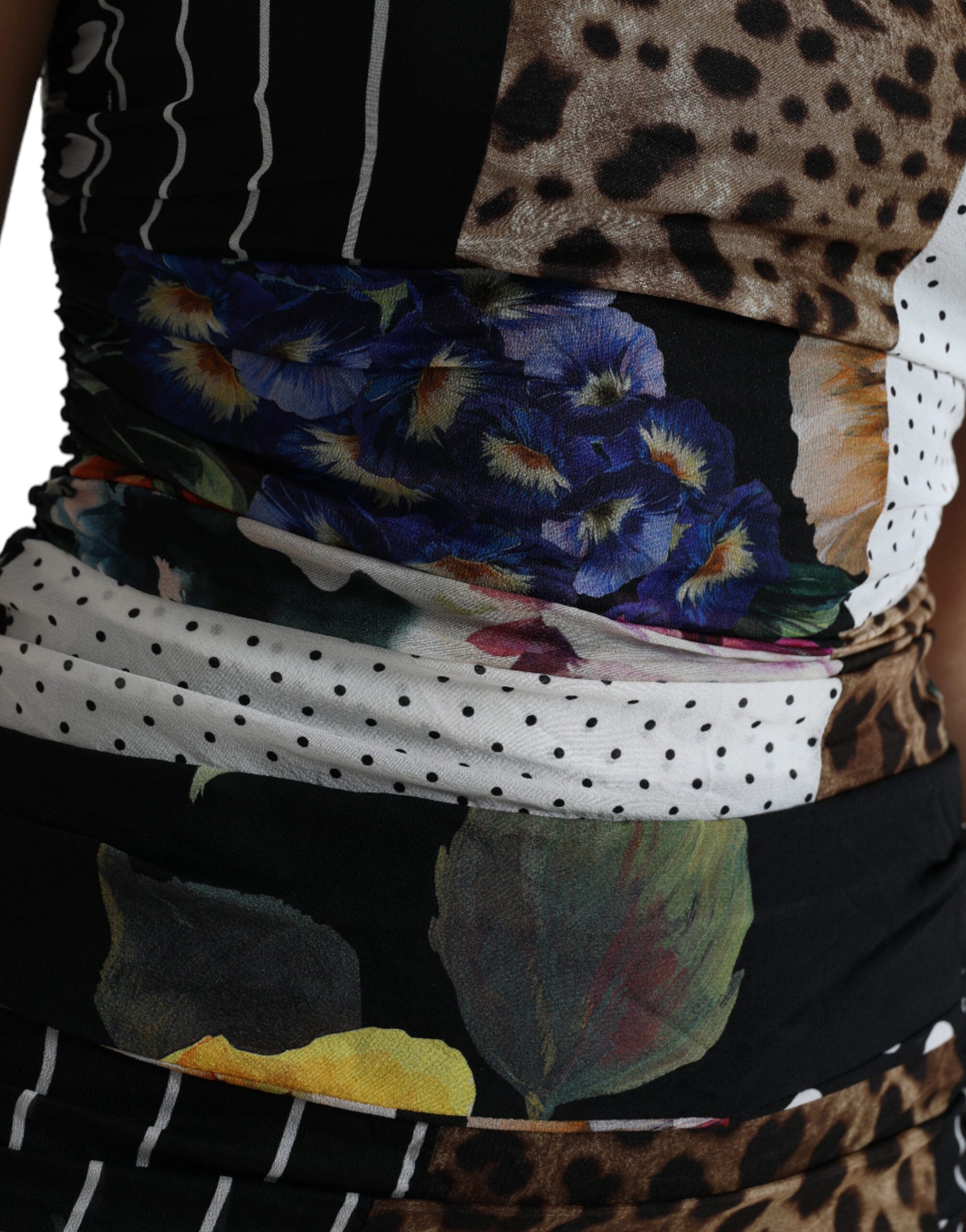 Dolce & Gabbana Multicolor Patchwork Midi Floral Leopard Bodycon Dress -   -  Dolce & Gabbana.