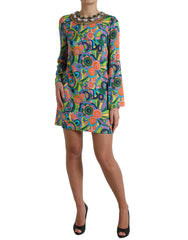 Dolce & Gabbana Multicolor Geometric Print Silk Crystals Midi Dress -   -  Dolce & Gabbana.