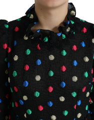 Dolce & Gabbana Black Polka Dot Ruffle Cotton Midi Dress -   -  Dolce & Gabbana.