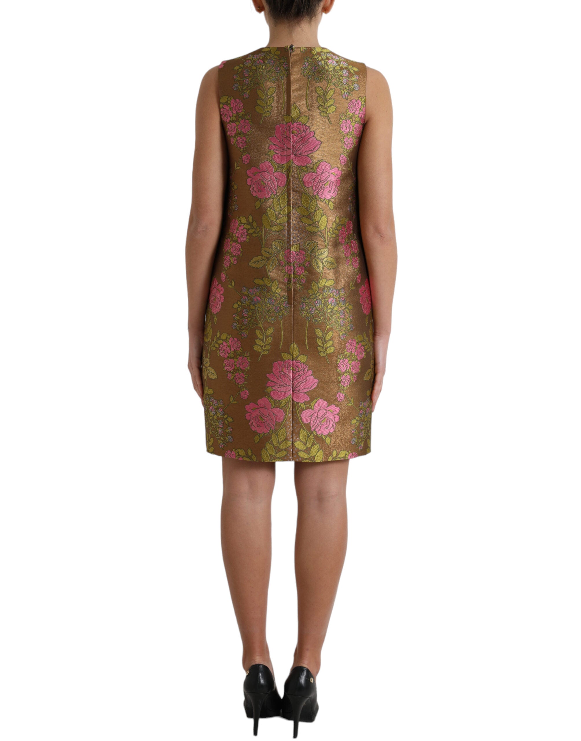 Dolce & Gabbana Brown Floral Jacquard Sleeveless Mini Dress -   -  Dolce & Gabbana.