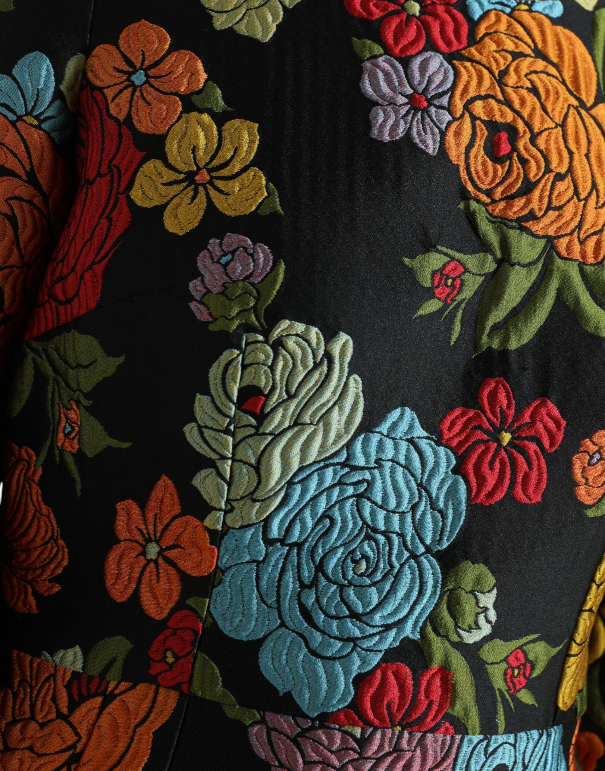 Dolce & Gabbana Black Floral Embroidery Knee Length Dress -   -  Dolce & Gabbana.