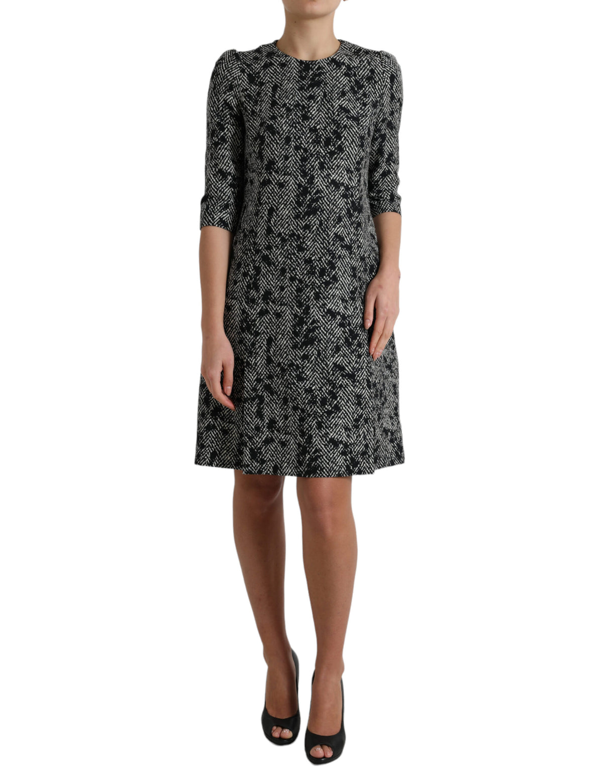 Dolce & Gabbana Black Chevron Polyester Shift Mini Dress -   -  Dolce & Gabbana.