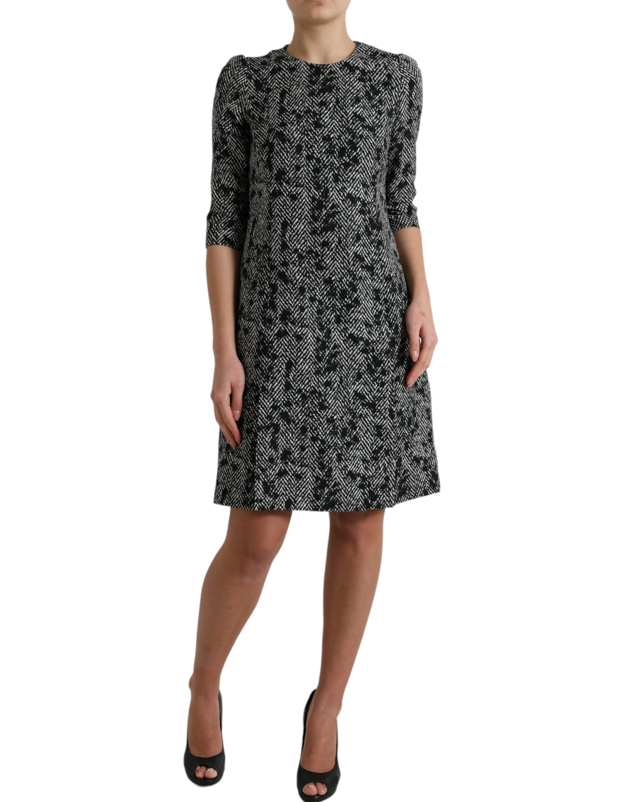 Dolce & Gabbana Black Chevron Polyester Shift Mini Dress -   -  Dolce & Gabbana.
