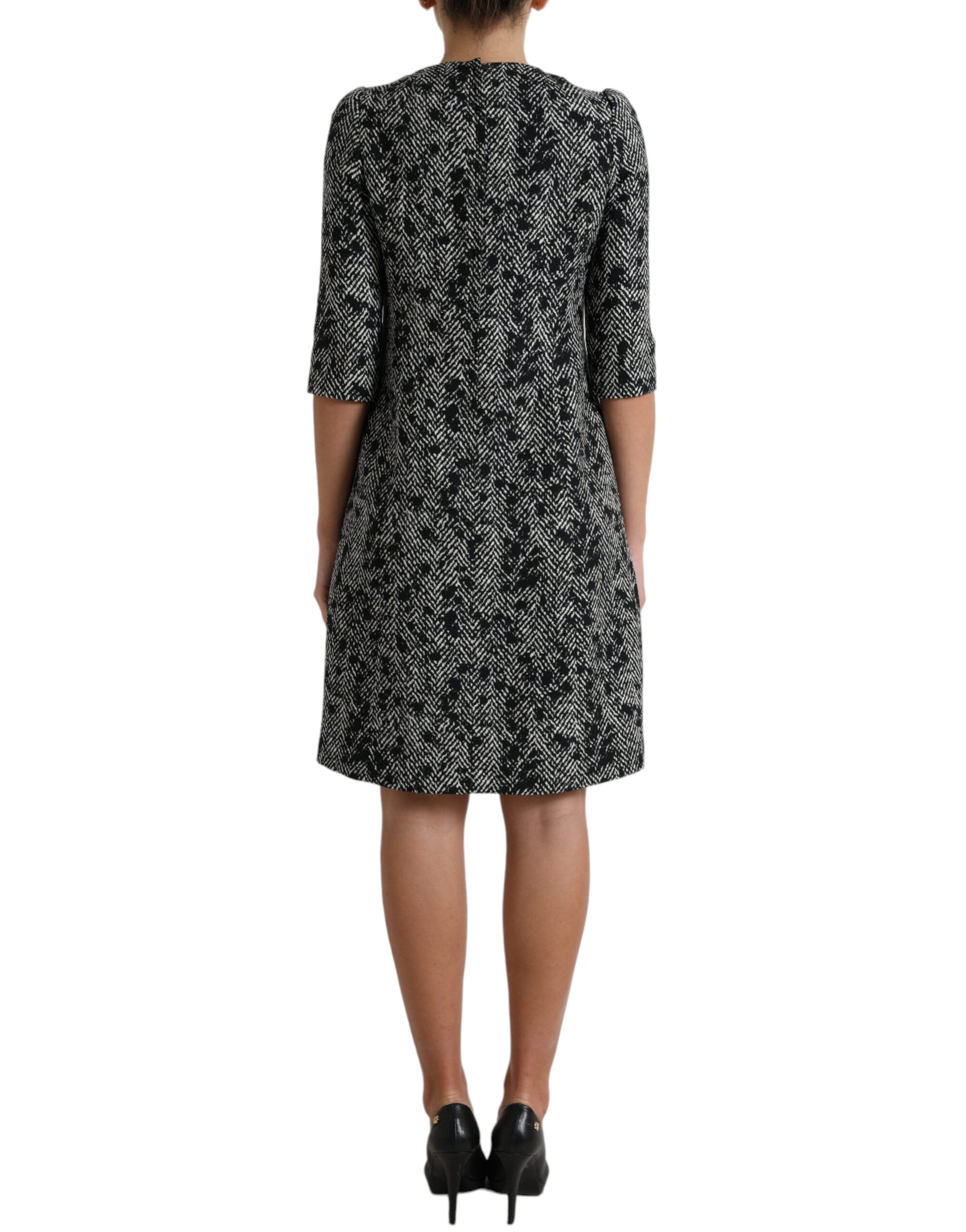 Dolce & Gabbana Black Chevron Polyester Shift Mini Dress -   -  Dolce & Gabbana.