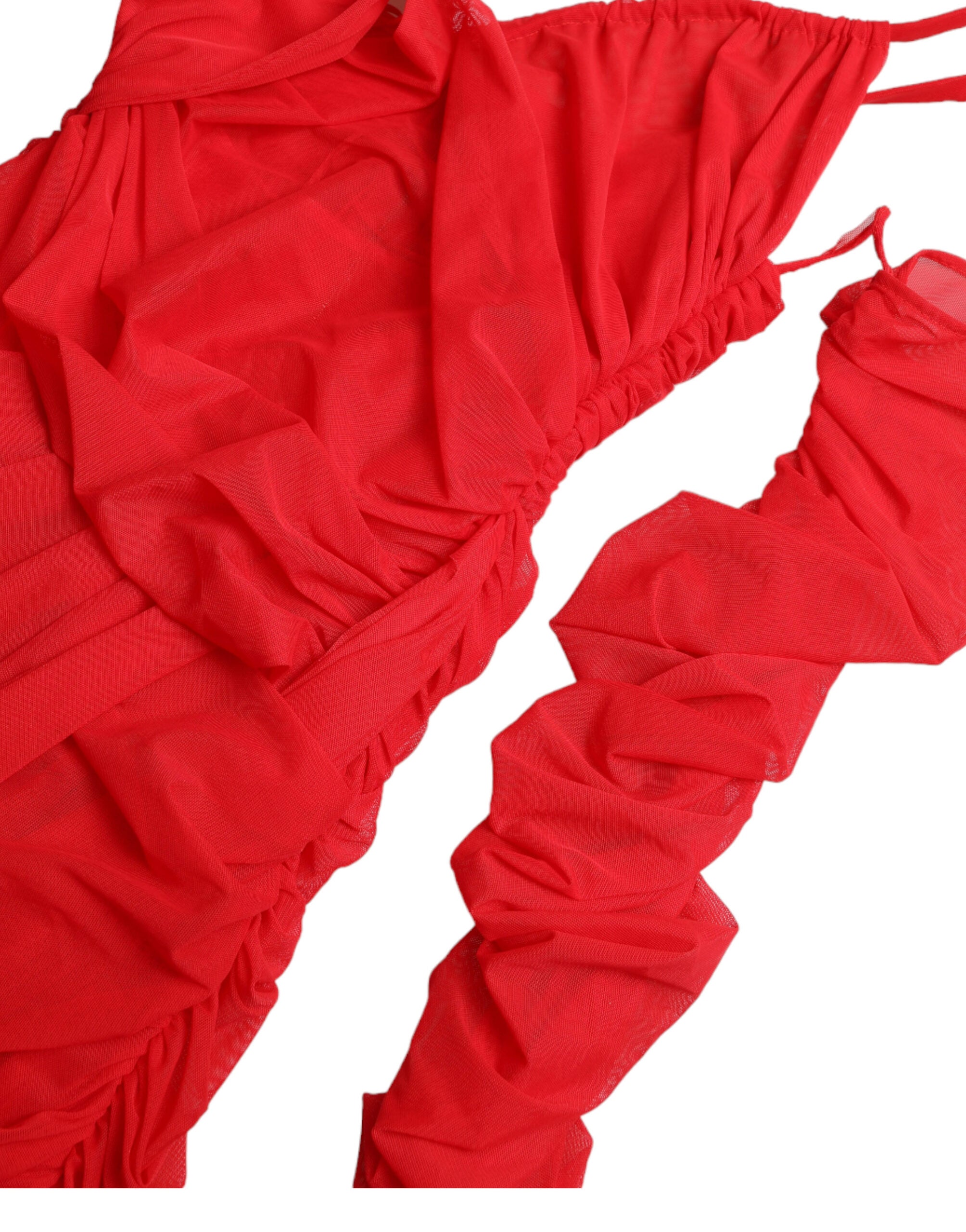 Dolce & Gabbana Red Nylon Stretch Cut Out Midi Dress -   -  Dolce & Gabbana.